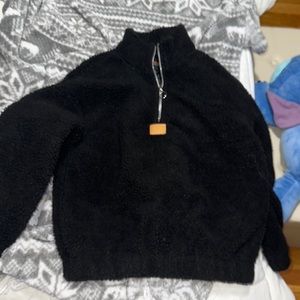 reworked sherpa half zip sweatshirt